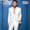 The Tonight Show Starring Jimmy Fallon John Legend Beige and White Suit
