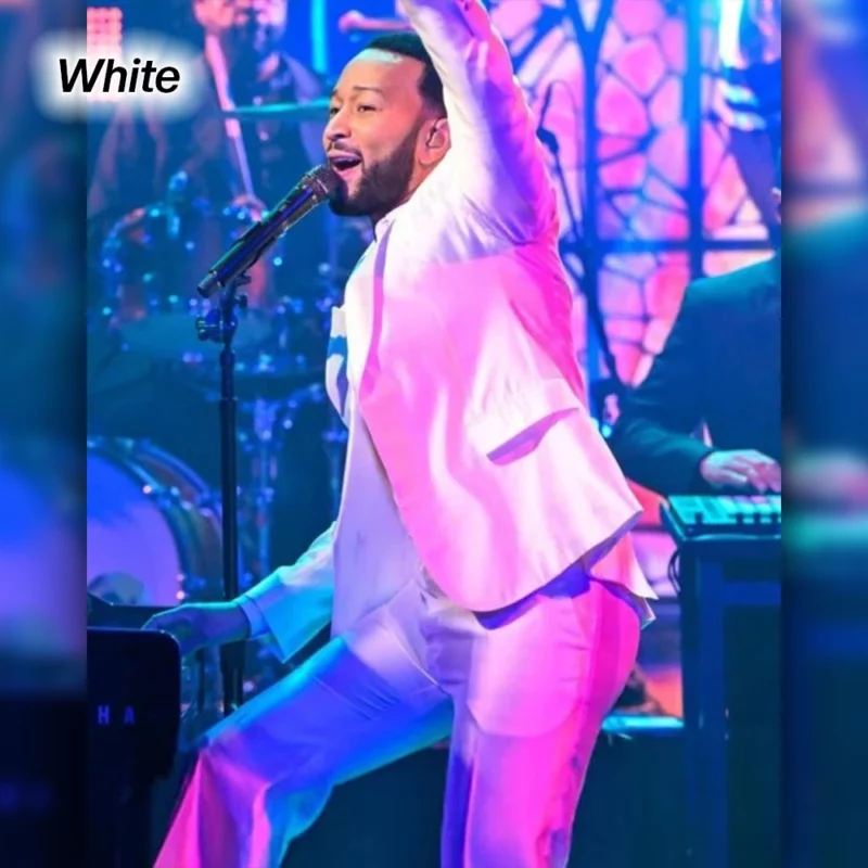 The Tonight Show Starring JimmyFallon John Legend Beige and White Suit