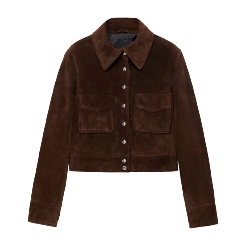 After Midnight 2025 Taylor Tomlinson Brown Suede Jacket