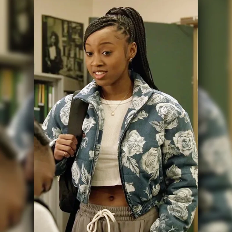 All American Season 07 Alexis Chikaeze Amina Rose Print Jacket