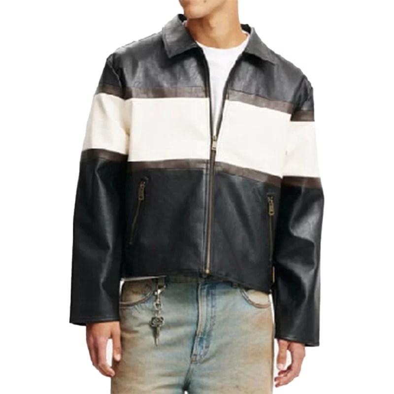 American Idol S23 Slater Nalley Black & White Stripe Leather Jacket