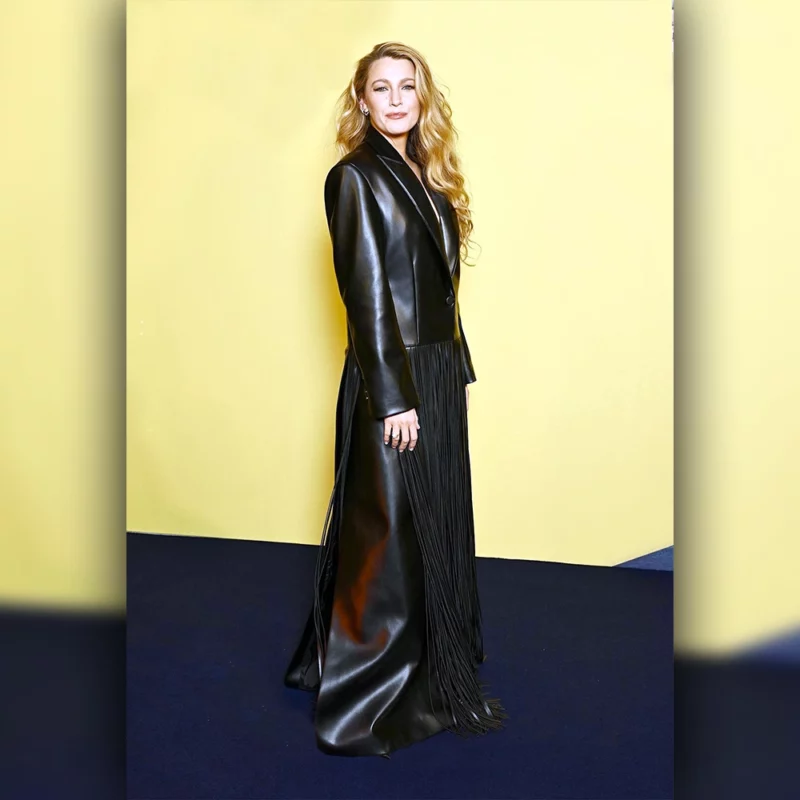 Another Simple Favour Blake Lively Leather Coat