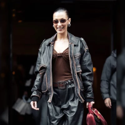 Bella Hadid Paris 2025 Distressed Jacket