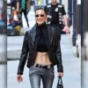 Bella Hadid Paris 2025 Leather Blazer