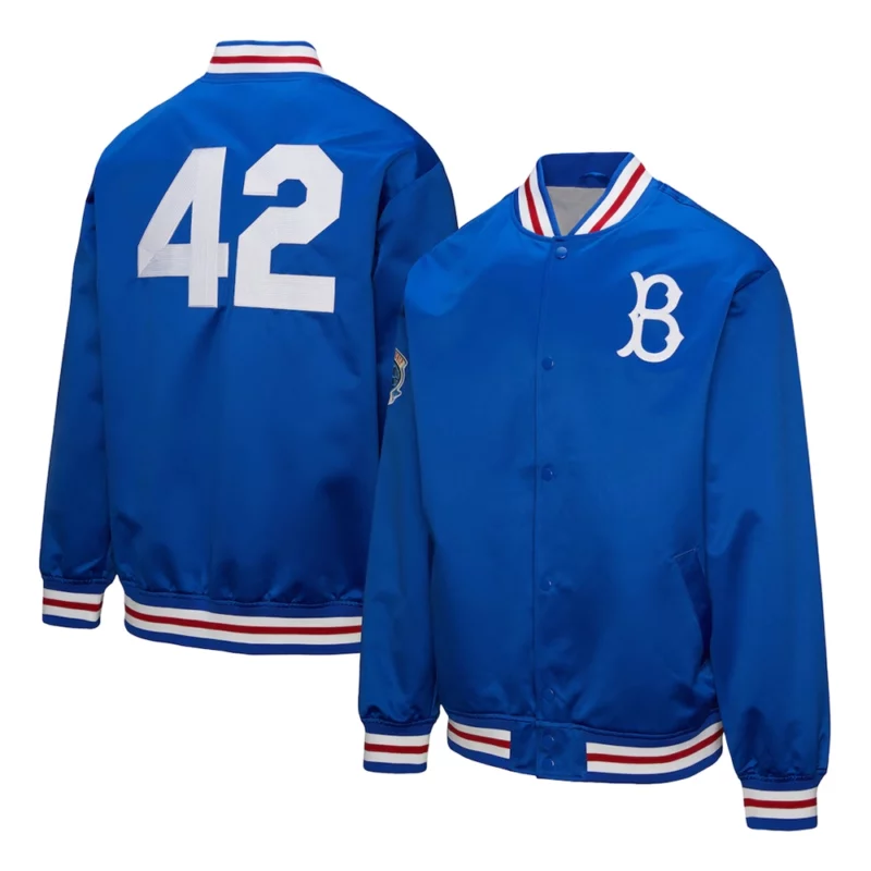 Brooklyn Dodgers Jackie Robinson Blue Satin Jacket