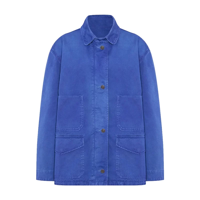 Harry Styles Out in London Blue Cotton Jacket