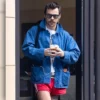 HarryStyles Out in London Blue Cotton Jacket