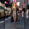 Heidi Klum NYC 2025 Brown Leather Coat
