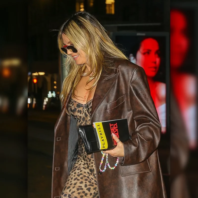 Heidi Klum NYC 2025 Leather Coat order now