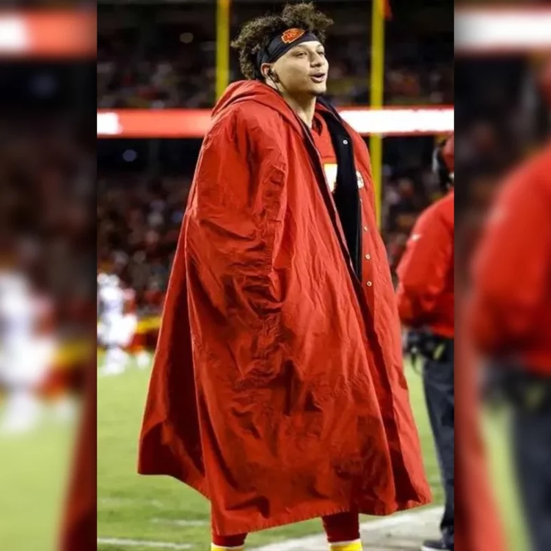 Kansas City Chiefs Patrick Mahomes Sideline Red Cape Coat