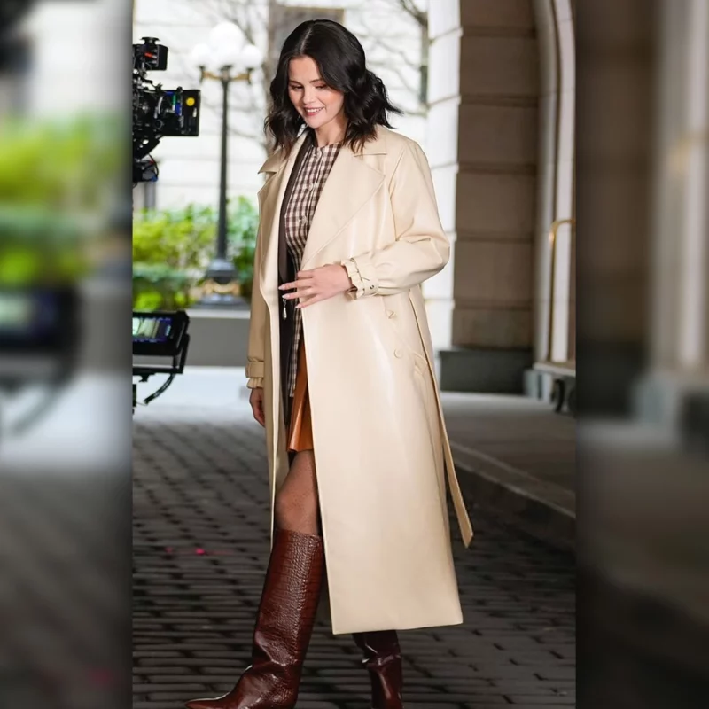 Selena Gomez NYC Leather Trench Coat