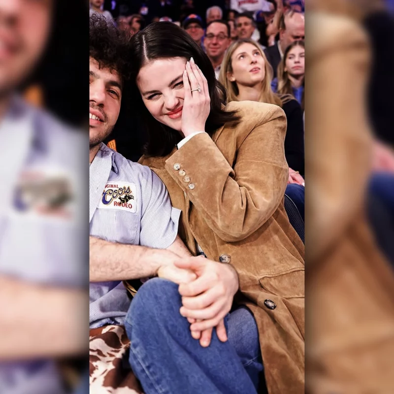 Selena Gomez New York knicks Game Brown Coat