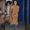 SelenaGomez New York knicks Game Brown Coat