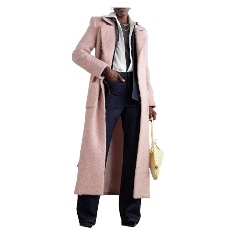 The Today Show 2025 Jenna Bush Hager Pink Belted Fuzzy Coat