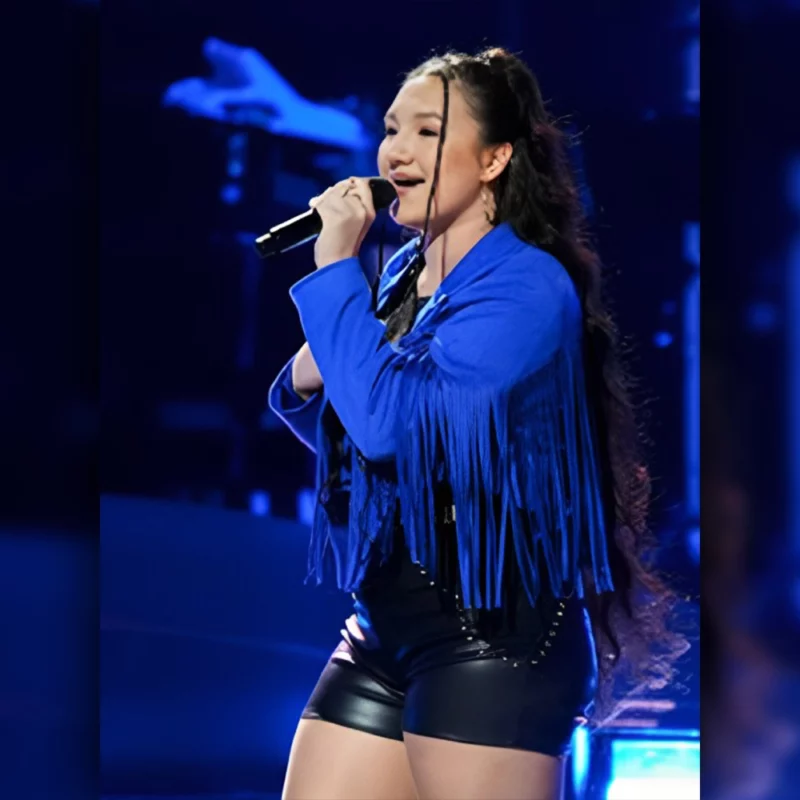 The Voice Hailey Wright Blue Fringed Jacket