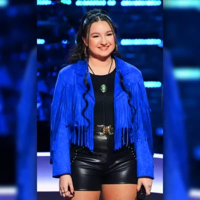 The Voice Season 27 Hailey Wright Blue Fringed Jacket