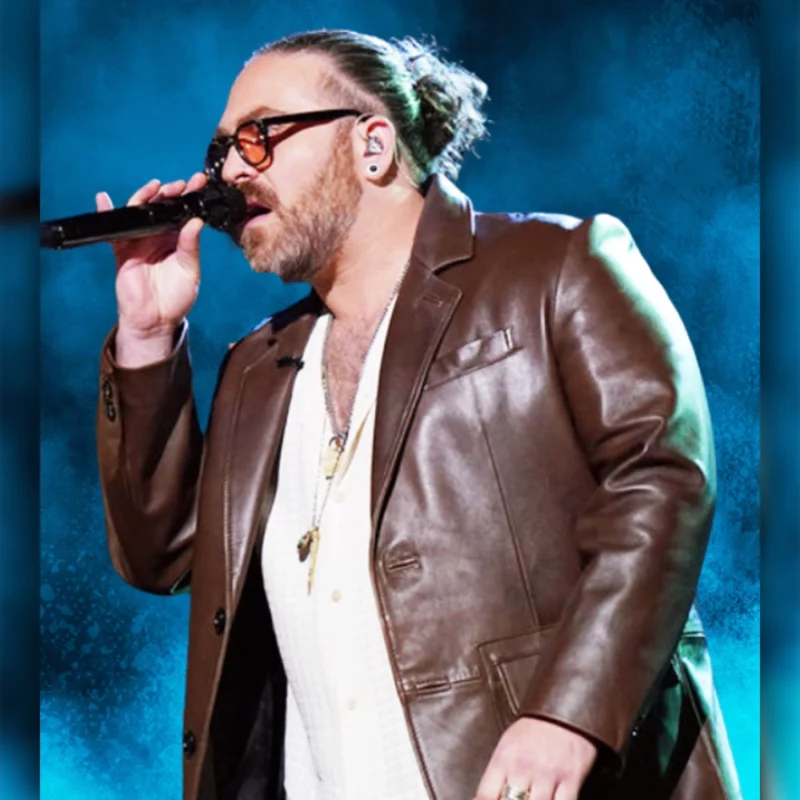 Adam David The Voice Brown Leather Blazer