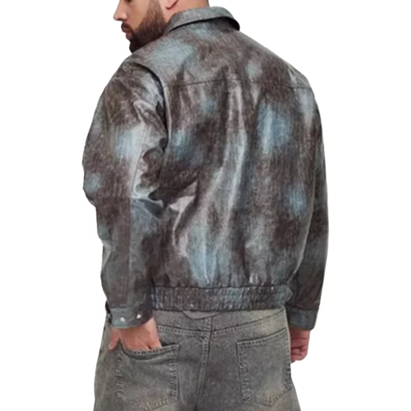 American Idol S23 Che Tie Dye Leather Bomber Jacket