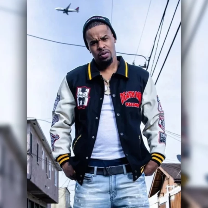 Death Row Records Patched Black & White Varsity Jacket