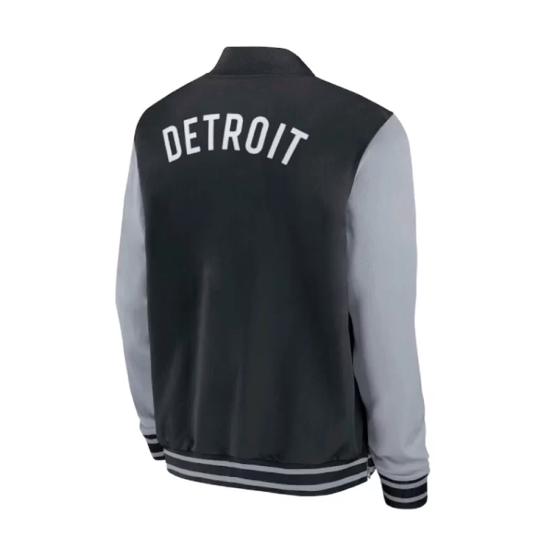 Detroit Tigers Dugout Black And Grey Bomber Jacket