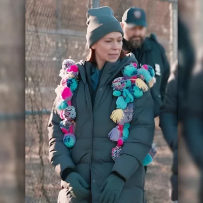 Elsbeth 2025 Carrie Preston Gray Puffer Jacket