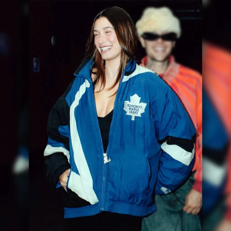 Hailey Bieber Vinatge Maple Leafs Jacket