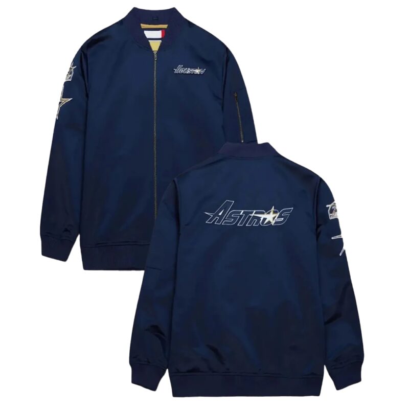 Houston Astros Bomber Blue Satin Jacket