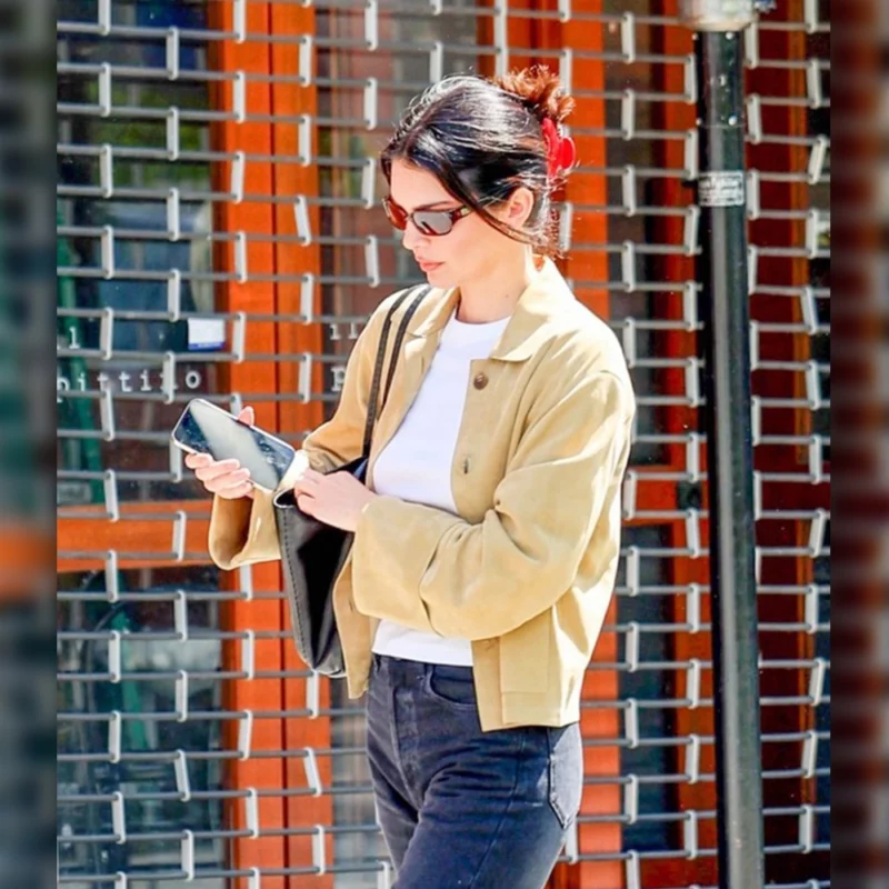 KendallJenner NYC 2025 Suede Jacket