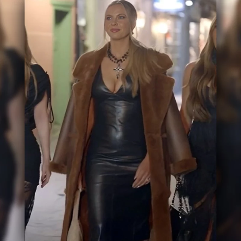 Mayci Neeley The Secret Lives of Mormon Wives 2025 Brown Fur Leather Coat