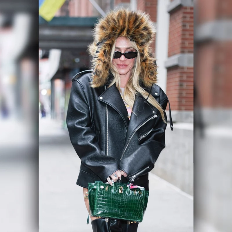 New York City Kesha Black Leather Jacket