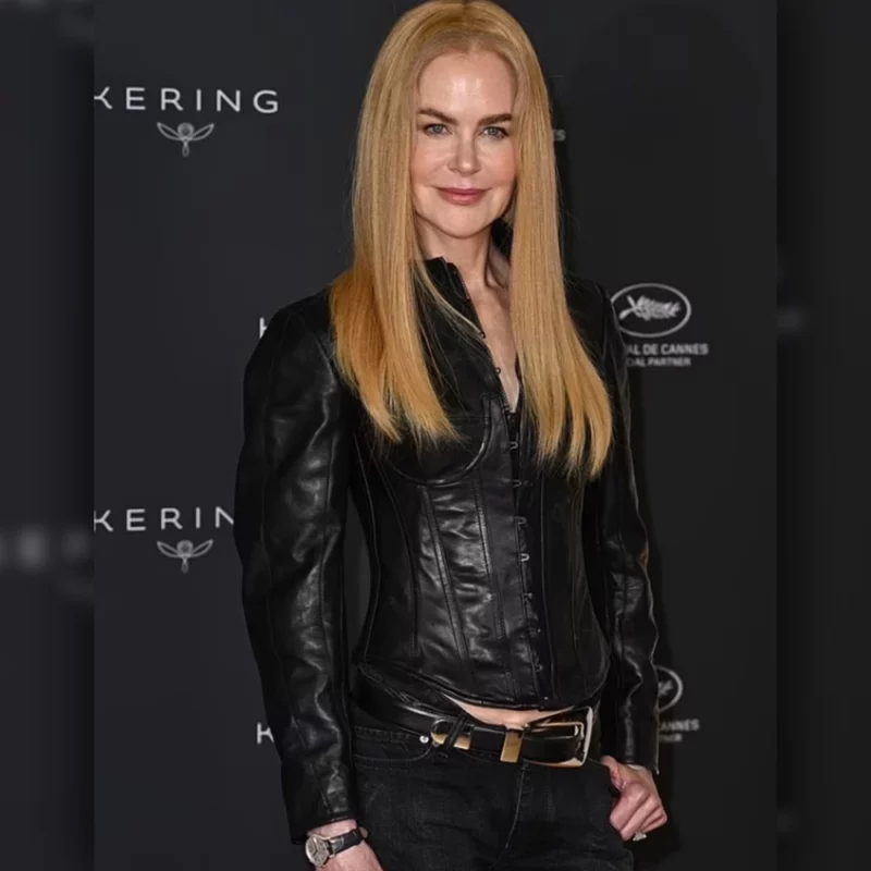 Nicole Kidman Cannes Film Black Leather Jacket
