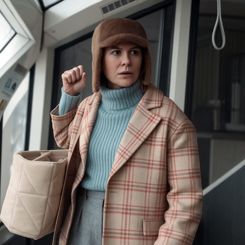 Nine Perfect Strangers Annie Murphy Plaid Coat