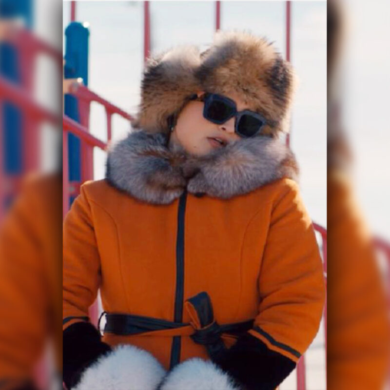 North Of North 2025 Anna Fur Collar Orange Coat