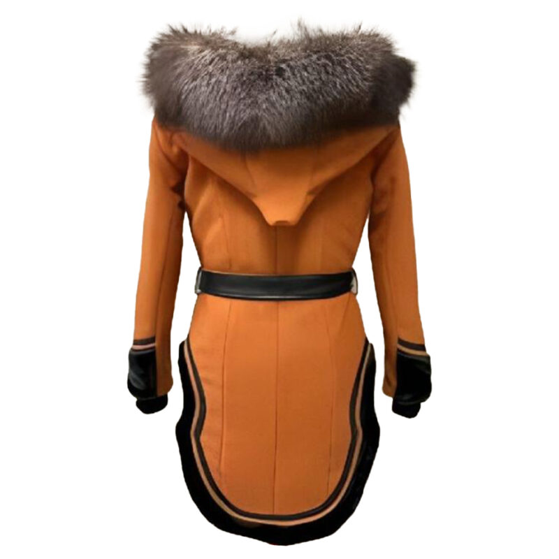 North Of North 2025 Anna Lambe Fur Collar Orange Coat