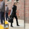 On Set Selena Gomez NYC 2025 Black Leather Waistcoat