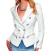 The View 2025 Ana Navarro White Zipper Trim Blazer