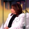 The View 2025 Ana Navarro White Zipper Trim Leather Blazer