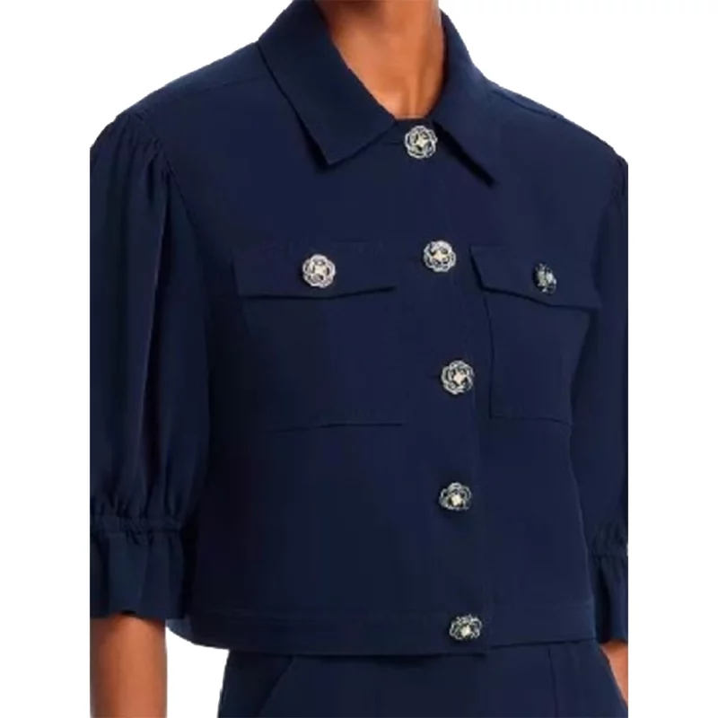 The View 2025 Joy Behar Button Navy Blue Crop Jacket