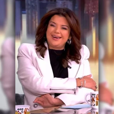 The View Ana Navarro White Leather Blazer