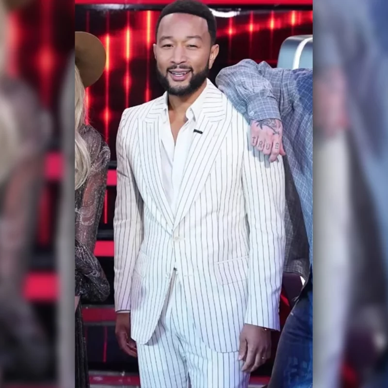 The Voice S27 John Legend Striped White Suit