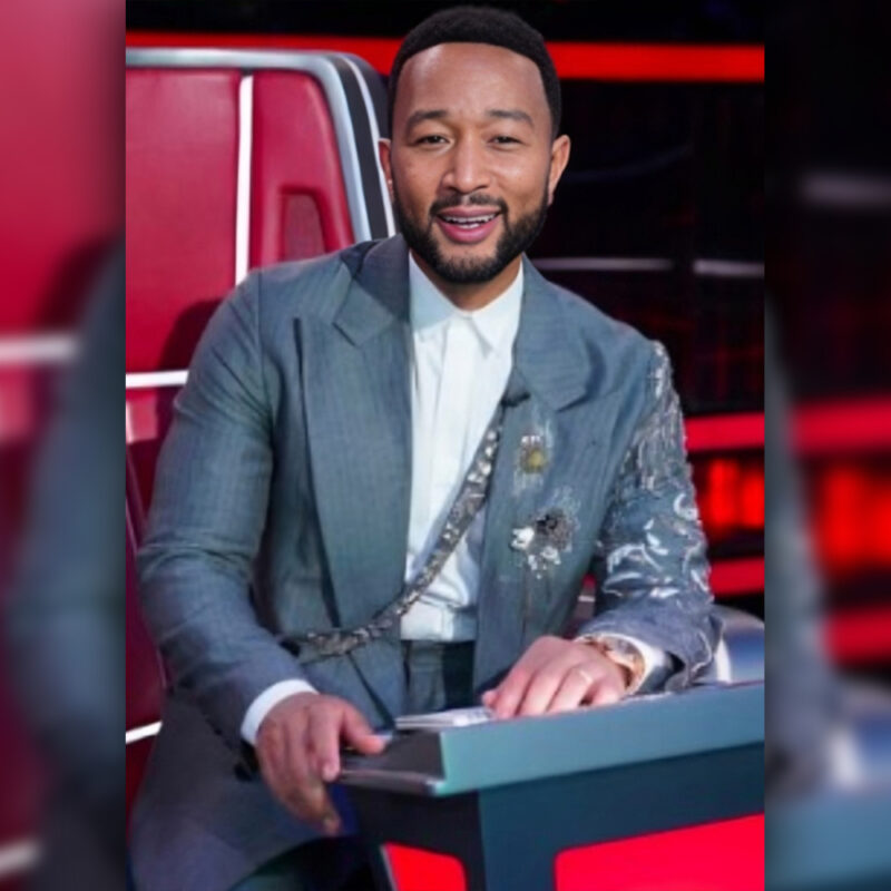 The Voice S27 JohnLegend Grey Embellished Coat