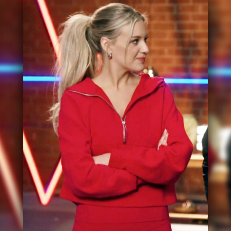The Voice S27 Kelsea Ballerini Half Zipper Red Hoodie