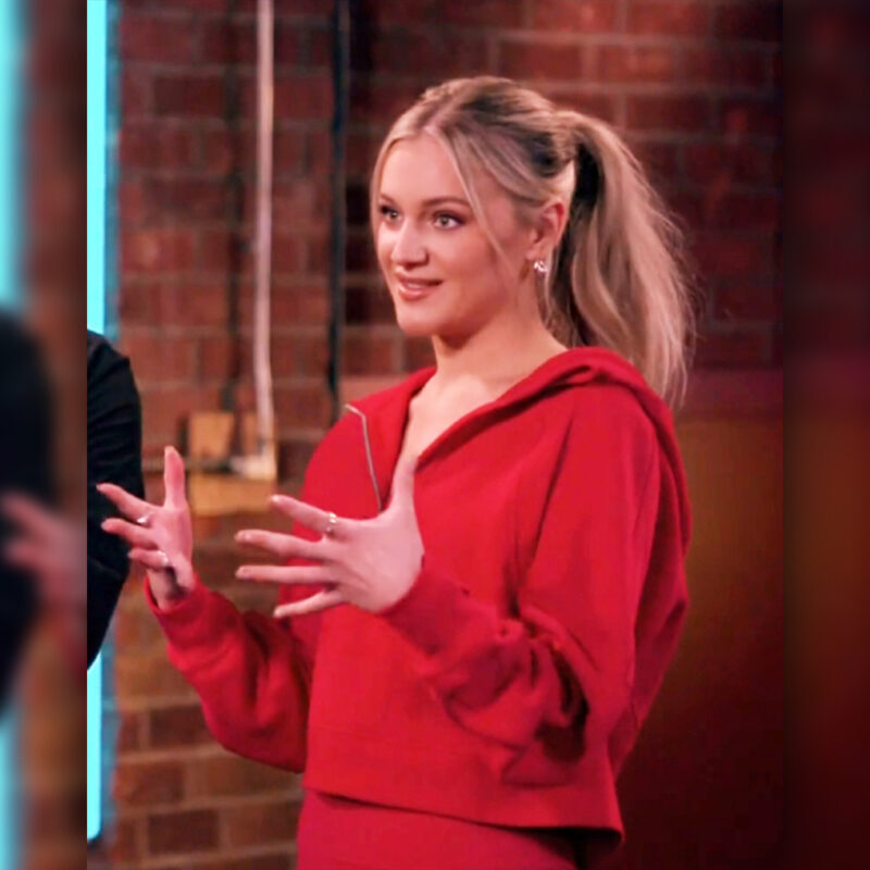 The Voice S27 KelseaBallerini Half Zipper Red Hoodie
