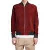 The Voice S27 Michael Buble Red Bomber Suede Leather Jacket