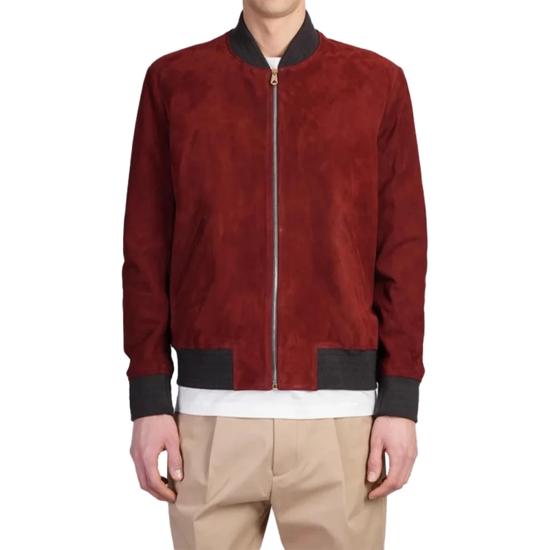 The Voice S27 Michael Buble Red Bomber Suede Leather Jacket