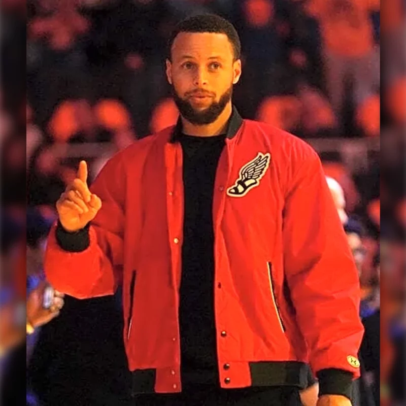 Timberwolves Vs Warriors Steph Red Bomber Jacket