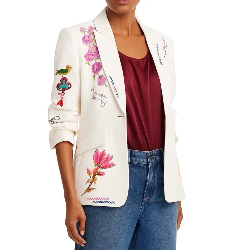 Ana Navarro The View 2025 White Embroidered Blazer
