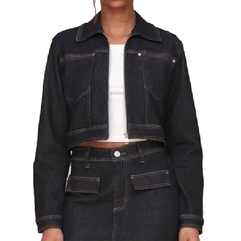 Beyond the GateJen Jacob Black Cropped Denim Jacket