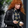 Charlie Cale Poker Face S02 Natasha Lyonne Black Leather Coat
