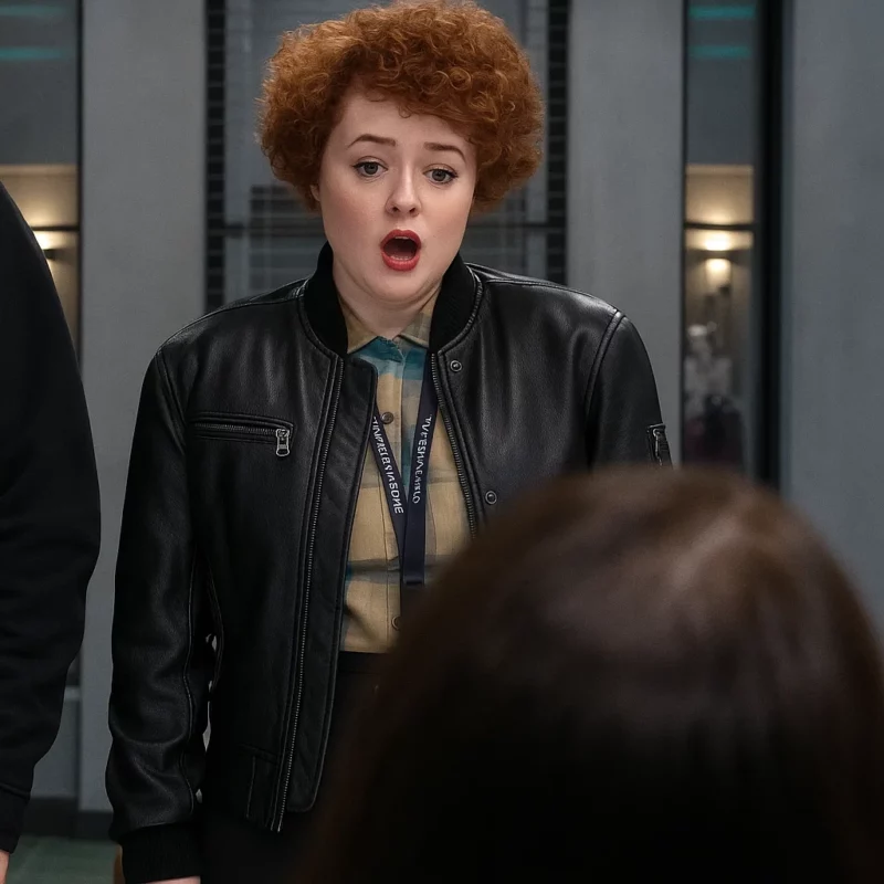 Dept. Q 2025 Leah Byrne Black Bomber Leather Jacket